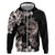 Hawaiian Lei Day Hoodie Plumeria and Turtle with Polynesian Tribal Pattern Grayscale Color