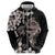 Hawaiian Lei Day Hoodie Plumeria and Turtle with Polynesian Tribal Pattern Grayscale Color