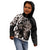 Hawaiian Lei Day Kid Hoodie Plumeria and Turtle with Polynesian Tribal Pattern Grayscale Color