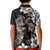 Hawaiian Lei Day Kid Polo Shirt Plumeria and Turtle with Polynesian Tribal Pattern Grayscale Color