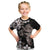 Hawaiian Lei Day Kid T Shirt Plumeria and Turtle with Polynesian Tribal Pattern Grayscale Color