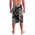 Hawaiian Lei Day Lavalava Plumeria and Turtle with Polynesian Tribal Pattern Grayscale Color