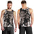 Hawaiian Lei Day Men Tank Top Plumeria and Turtle with Polynesian Tribal Pattern Grayscale Color