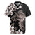 Hawaiian Lei Day Rugby Jersey Plumeria and Turtle with Polynesian Tribal Pattern Grayscale Color