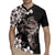 Hawaiian Lei Day Rugby Jersey Plumeria and Turtle with Polynesian Tribal Pattern Grayscale Color