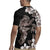 Hawaiian Lei Day Rugby Jersey Plumeria and Turtle with Polynesian Tribal Pattern Grayscale Color