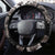 Hawaiian Lei Day Steering Wheel Cover Plumeria and Turtle with Polynesian Tribal Pattern Grayscale Color