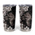 Hawaiian Lei Day Tumbler Cup Plumeria and Turtle with Polynesian Tribal Pattern Grayscale Color