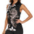 Hawaiian Lei Day Women Sleeveless Polo Shirt Plumeria and Turtle with Polynesian Tribal Pattern Grayscale Color