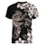 Hawaiian Lei Day Women V-Neck T-Shirt Plumeria and Turtle with Polynesian Tribal Pattern Grayscale Color