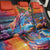 Hawaiian Lei Day Back Car Seat Cover Dolphins with Colorful Corals and Romantic Sunset