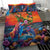 Hawaiian Lei Day Bedding Set Dolphins with Colorful Corals and Romantic Sunset