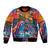 Hawaiian Lei Day Bomber Jacket Dolphins with Colorful Corals and Romantic Sunset