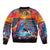 Hawaiian Lei Day Bomber Jacket Dolphins with Colorful Corals and Romantic Sunset