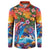 Hawaiian Lei Day Button Sweatshirt Dolphins with Colorful Corals and Romantic Sunset