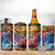 Hawaiian Lei Day 4 in 1 Can Cooler Tumbler Dolphins with Colorful Corals and Romantic Sunset