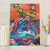 Hawaiian Lei Day Canvas Wall Art Dolphins with Colorful Corals and Romantic Sunset