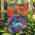 Hawaiian Lei Day Garden Flag Dolphins with Colorful Corals and Romantic Sunset