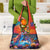 Hawaiian Lei Day Grocery Bag Dolphins with Colorful Corals and Romantic Sunset