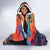 Hawaiian Lei Day Hooded Blanket Dolphins with Colorful Corals and Romantic Sunset