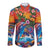 Hawaiian Lei Day Long Sleeve Button Shirt Dolphins with Colorful Corals and Romantic Sunset