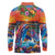 Hawaiian Lei Day Long Sleeve Polo Shirt Dolphins with Colorful Corals and Romantic Sunset