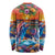 Hawaiian Lei Day Long Sleeve Shirt Dolphins with Colorful Corals and Romantic Sunset