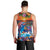 Hawaiian Lei Day Men Tank Top Dolphins with Colorful Corals and Romantic Sunset