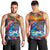 Hawaiian Lei Day Men Tank Top Dolphins with Colorful Corals and Romantic Sunset