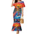 Hawaiian Lei Day Mermaid Dress Dolphins with Colorful Corals and Romantic Sunset