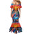 Hawaiian Lei Day Mermaid Dress Dolphins with Colorful Corals and Romantic Sunset