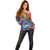 Hawaiian Lei Day Off Shoulder Sweater Dolphins with Colorful Corals and Romantic Sunset