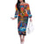 Hawaiian Lei Day Off The Shoulder Long Sleeve Dress Dolphins with Colorful Corals and Romantic Sunset