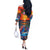 Hawaiian Lei Day Off The Shoulder Long Sleeve Dress Dolphins with Colorful Corals and Romantic Sunset