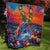 Hawaiian Lei Day Quilt Dolphins with Colorful Corals and Romantic Sunset