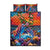 Hawaiian Lei Day Quilt Bed Set Dolphins with Colorful Corals and Romantic Sunset