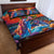 Hawaiian Lei Day Quilt Bed Set Dolphins with Colorful Corals and Romantic Sunset