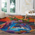 Hawaiian Lei Day Round Carpet Dolphins with Colorful Corals and Romantic Sunset