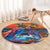 Hawaiian Lei Day Round Carpet Dolphins with Colorful Corals and Romantic Sunset