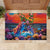 Hawaiian Lei Day Rubber Doormat Dolphins with Colorful Corals and Romantic Sunset