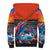 Hawaiian Lei Day Sherpa Hoodie Dolphins with Colorful Corals and Romantic Sunset