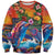 Hawaiian Lei Day Sweatshirt Dolphins with Colorful Corals and Romantic Sunset