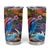 Hawaiian Lei Day Tumbler Cup Dolphins with Colorful Corals and Romantic Sunset