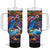 Hawaiian Lei Day Tumbler With Handle Dolphins with Colorful Corals and Romantic Sunset