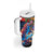 Hawaiian Lei Day Tumbler With Handle Dolphins with Colorful Corals and Romantic Sunset