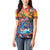 Hawaiian Lei Day Women Polo Shirt Dolphins with Colorful Corals and Romantic Sunset