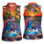 Hawaiian Lei Day Women Sleeveless Polo Shirt Dolphins with Colorful Corals and Romantic Sunset