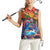 Hawaiian Lei Day Women Sleeveless Polo Shirt Dolphins with Colorful Corals and Romantic Sunset