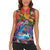 Hawaiian Lei Day Women Sleeveless Polo Shirt Dolphins with Colorful Corals and Romantic Sunset