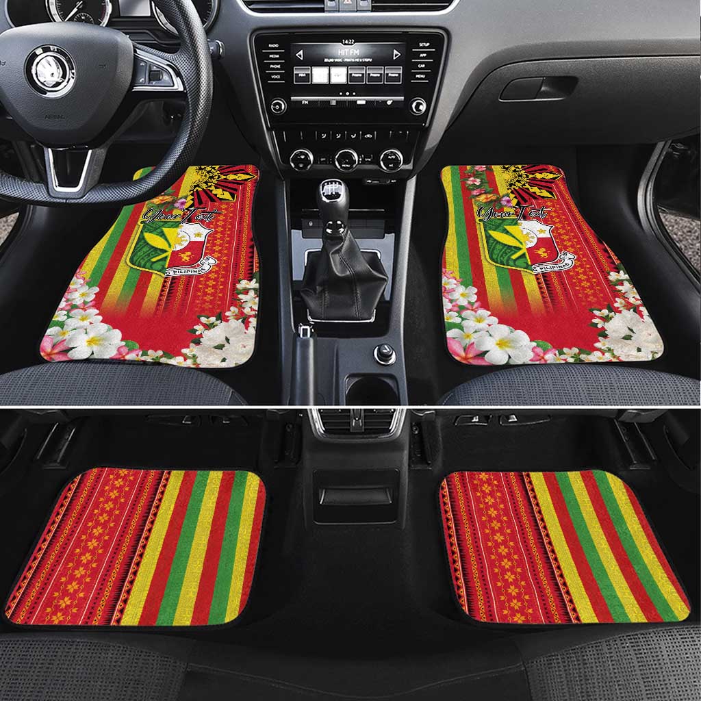 Personalised Hawaii and Philippines Together Car Mats The Emblems with Cultural Symbols Green-Yellow-Red Tricolor